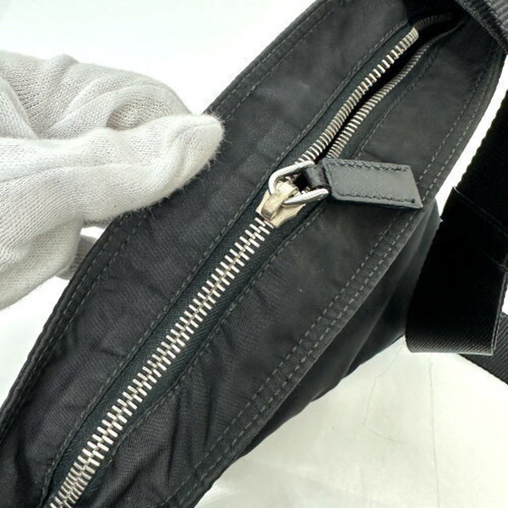 Prada Triangle Skull Flat Shoulder Bag Nylon Black - image 8